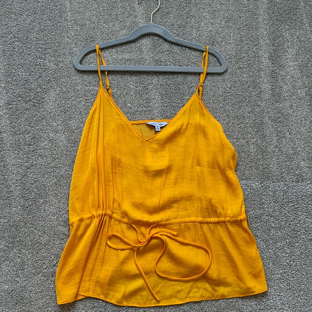 Flowy orange blouse with tie